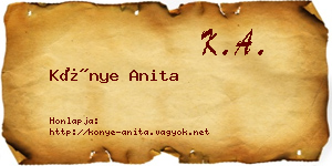 Könye Anita névjegykártya